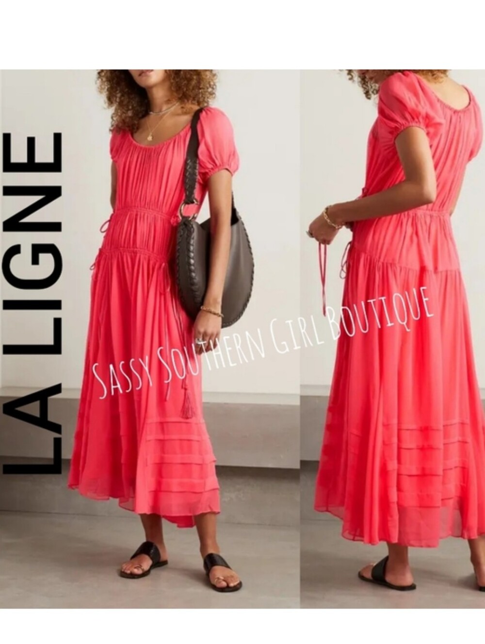 🆕⭐LA LIGNE pink Isabelle pink midi dress